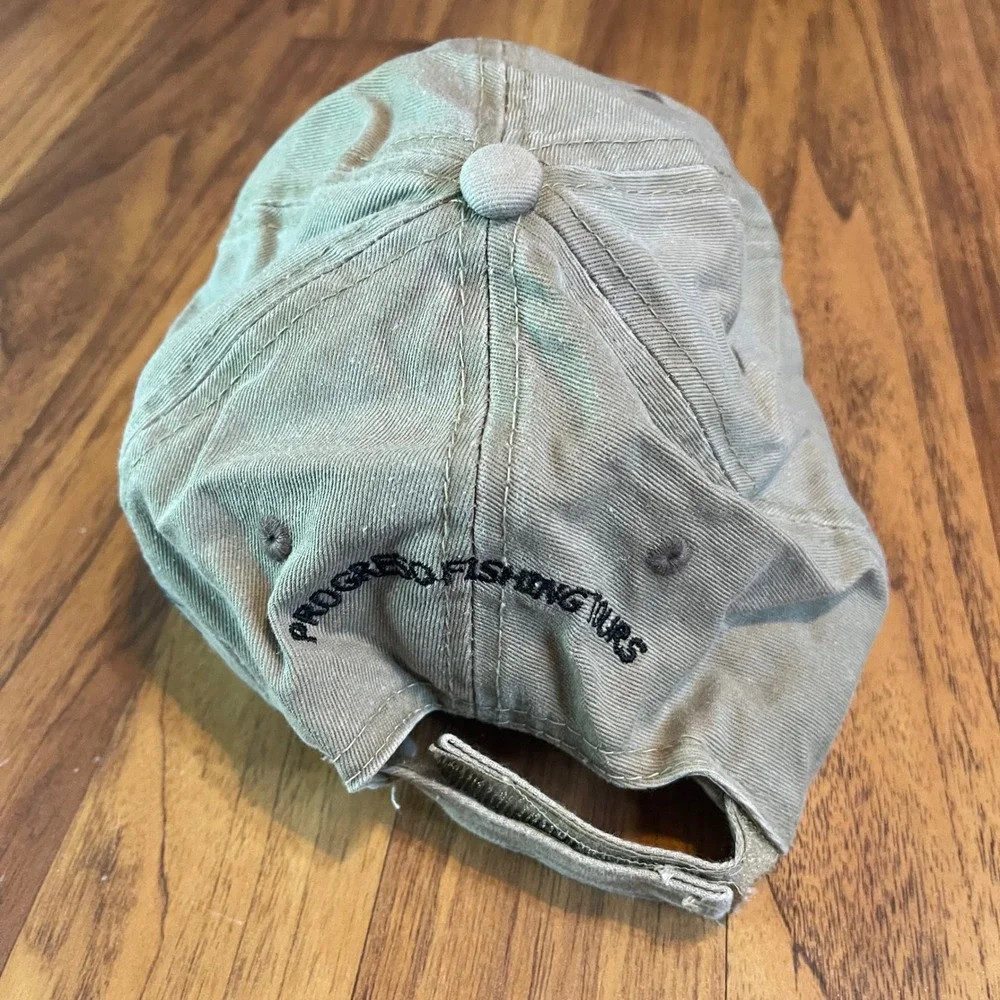 dkps Progreso Fishing Tours Hat Mens OSFM Khaki Brown Fish Skeleton Mexico Cap